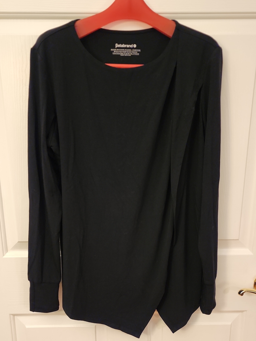 Betabrand Black Long-Sleeve Asymmetric Hem Tunic